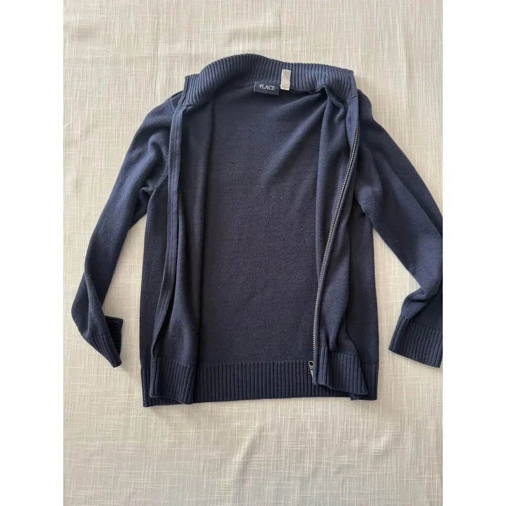 The Children’s Place Boys’ Zip-Up Sweater | Size 10/12 | Navy | Knit Cardigan